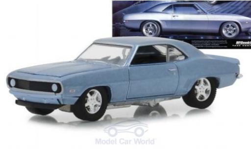 Chevrolet Camaro 1/64 Greenlight metalico azul 1969 coche miniatura