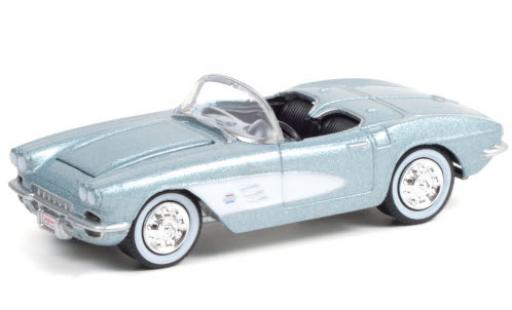 Chevrolet Corvette 1/64 Greenlight 283/315 (C1) metalico azul/blanco 1961 coche miniatura