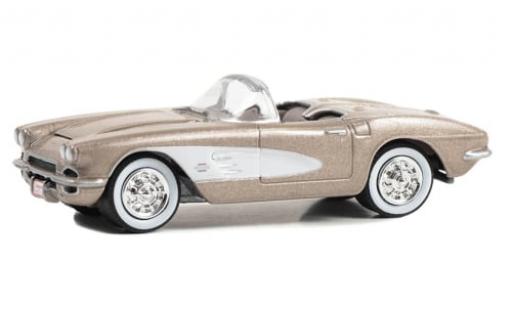Coche miniatura Chevrolet Corvette 1/64 Greenlight (C1) Cabriolet metallise beige 1961 1:64 Chevrolet Corvette 1/64 Greenlight (C1) Cabriolet metallise beige 1961 1:64 coche miniatura