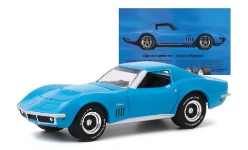 Chevrolet Corvette 1/64 Greenlight C3 azul 1969 coche miniatura