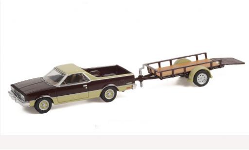 Coche miniatura Chevrolet El Camino 1/64 Greenlight Conquista marron/beige 1984 mit 1-achs Anhänger Chevrolet El Camino 1/64 Greenlight Conquista marron/beige 1984 mit 1-achs Anhänger coche miniatura