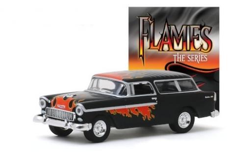 Coche miniatura Chevrolet Nomad 1/64 Greenlight Tuning negro/Dekor Flames - The Series 1955 Chevrolet Nomad 1/64 Greenlight Tuning negro/Dekor Flames - The Series 1955 coche miniatura