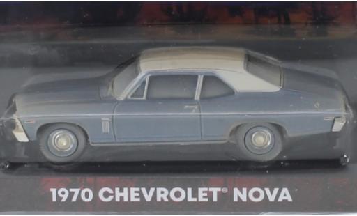 Coche miniatura Chevrolet Nova 1/64 Greenlight metalico azul/matt-blanco Beverly Hills Cop 1970 Chevrolet Nova 1/64 Greenlight metalico azul/matt-blanco Beverly Hills Cop 1970 coche miniatura