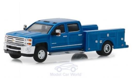 Chevrolet Silverado 1/64 Greenlight 3500HD metalico azul 2018 coche miniatura