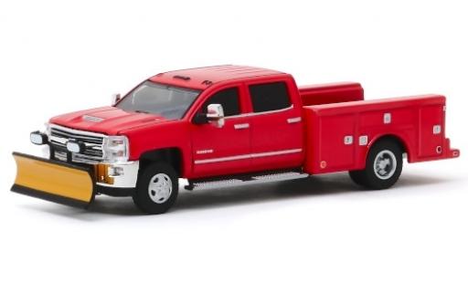 Chevrolet Silverado 1/64 Greenlight 3500HD rojo 2018 avec Chasse-neige coche miniatura