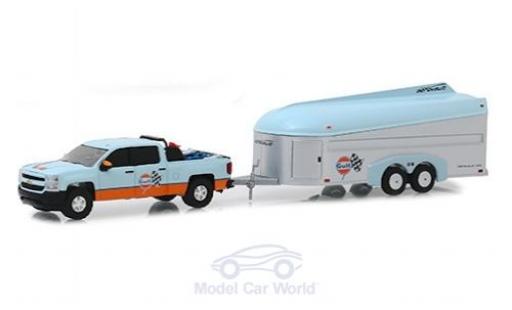 Chevrolet Silverado 1/64 Greenlight Gulf 2017 with Aerovault Trailer coche miniatura