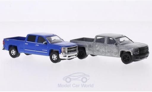 Chevrolet Silverado 1/64 Greenlight LTZ 271 2014 2er-Set in PC-Box je 1x azul und 1x unlackiert FirstCut coche miniatura