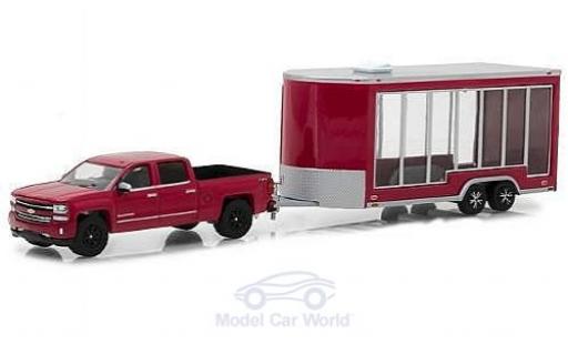 Chevrolet Silverado 1/64 Greenlight rojo/gris 2016 mit Display Trailer coche miniatura