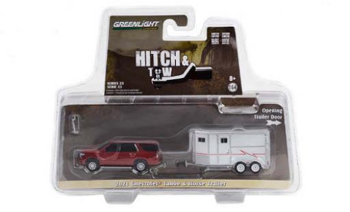 Coche miniatura Chevrolet Tahoe 1/64 Greenlight rojo 2021 mit Horse Trailer Chevrolet Tahoe 1/64 Greenlight rojo 2021 mit Horse Trailer coche miniatura