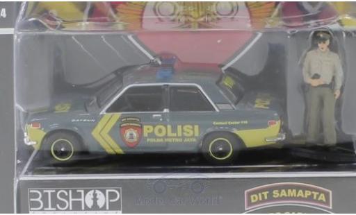 Datsun 510 1/64 Greenlight Polisi - Dit Samapta - Korps Sabhara mit Figur Polizei Indonesien coche miniatura