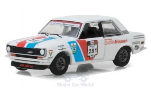Datsun 510 1/64 Greenlight Rally blanco 1972 coche miniatura