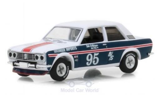 Datsun 510 1/64 Greenlight blanco/azul 1969 coche miniatura