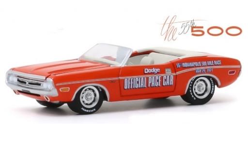 Dodge Challenger 1/64 Greenlight Convertible naranja/Dekor Official Pace Car 1971 55th Indianapolis 500 Mile Race coche miniatura