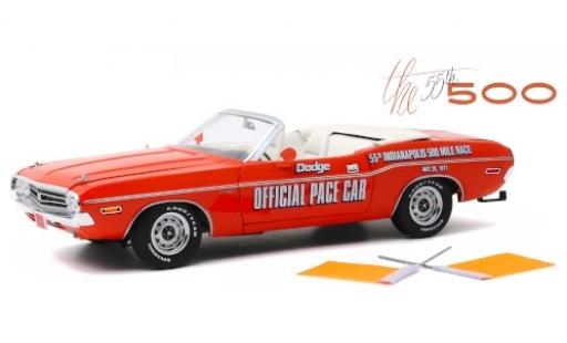 Dodge Challenger 1/18 Greenlight Convertible naranja Official Pace Car Indy 500 1971 55th Indianapolis 500 Mile Race y compris les Flaggen coche miniatura