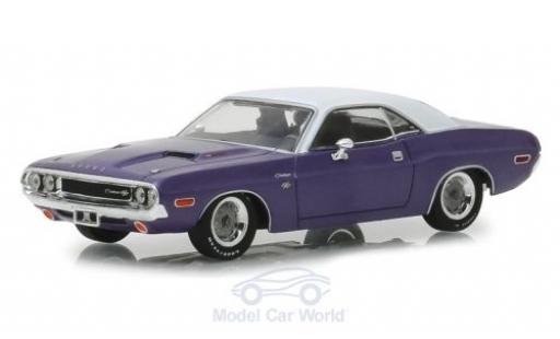 Coche miniatura Dodge Challenger 1/43 Greenlight R/T metalico purpura/blanco Graveyard Carz 1970 Dodge Challenger 1/43 Greenlight R/T metalico purpura/blanco Graveyard Carz 1970 coche miniatura