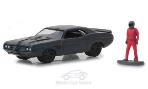 Dodge Challenger 1/64 Greenlight Shakedown Tribute gris 1971 mit Figur coche miniatura