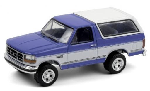 Coche miniatura Ford Bronco 1/64 Greenlight XLT metalico azul/blanco 1992 Ford Bronco 1/64 Greenlight XLT metalico azul/blanco 1992 coche miniatura