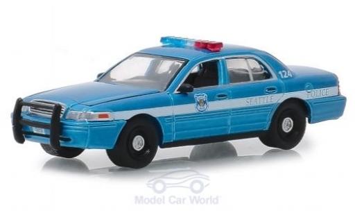 Coche miniatura Ford Crown 1/64 Greenlight Victoria azul Seattle Police 2010 Ford Crown 1/64 Greenlight Victoria azul Seattle Police 2010 coche miniatura
