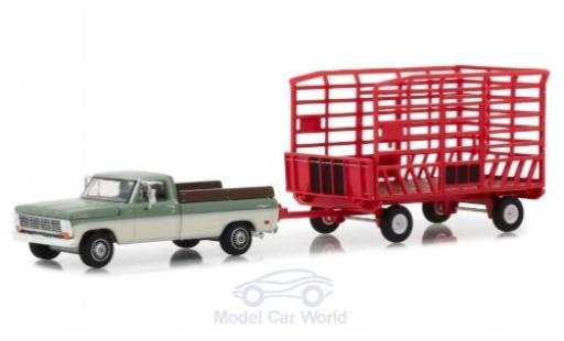 Coche miniatura Ford F-1 1/64 Greenlight 00 Farm & Ranch oliv/blanco 1969 mit Transportanhänger Ford F-1 1/64 Greenlight 00 Farm & Ranch oliv/blanco 1969 mit Transportanhänger coche miniatura