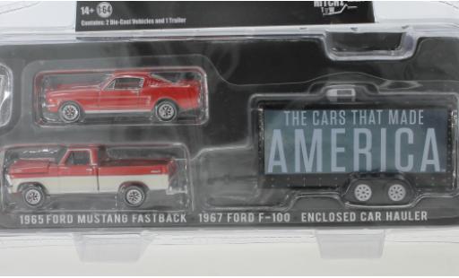 Coche miniatura Ford F-1 1/64 Greenlight 00 rojo/blanco 1967 mit 1965 Mustang Fastback und Zweiachskofferanhänger History Channel Ford F-1 1/64 Greenlight 00 rojo/blanco 1967 mit 1965 Mustang Fastback und Zweiachskofferanhänger History Channel coche miniatura