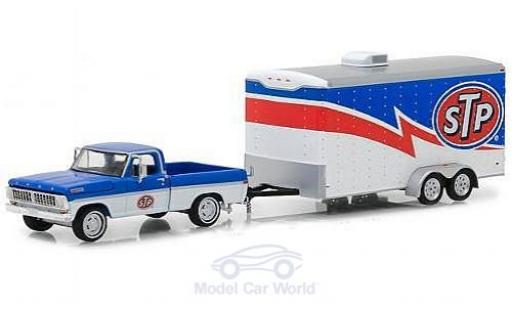 Ford F-1 1/64 Greenlight 00 STP 1970 mit geschlossenem Autoanhänger coche miniatura