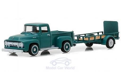Coche miniatura Ford F-1 1/64 Greenlight 00 türkis 1954 mit Anhänger Ford F-1 1/64 Greenlight 00 türkis 1954 mit Anhänger coche miniatura