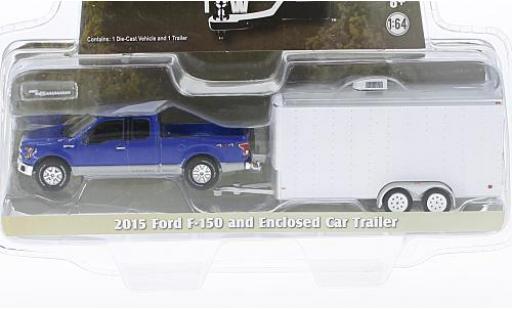 Ford F-1 1/64 Greenlight 50 azul 2015 avec Remorque porte-voiture coche miniatura