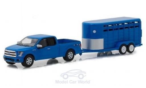 Coche miniatura Ford F-1 1/64 Greenlight 50 azul 2016 mit Viehanhänger Ford F-1 1/64 Greenlight 50 azul 2016 mit Viehanhänger coche miniatura
