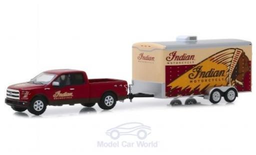 Ford F-1 1/64 Greenlight 50 Indian Motorcycle 2015 mit Transportanhänger coche miniatura