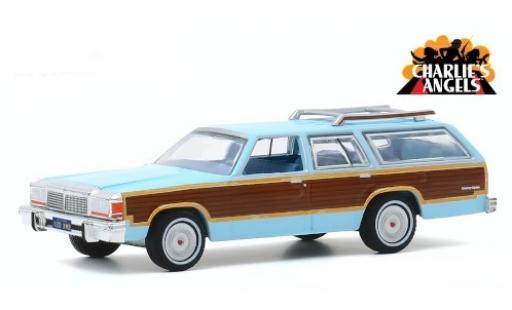 Ford LTD 1/64 Greenlight Country Squire azul/Holzoptik Charlies Angels 1979 coche miniatura