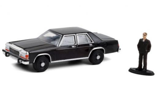 Ford LTD 1/64 Greenlight Crown Victoria negro 1987 avec figurine coche miniatura