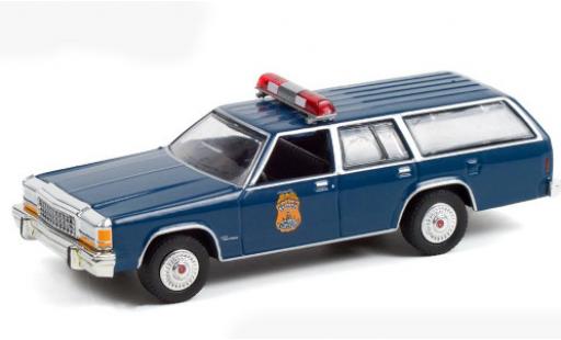 Ford LTD 1/64 Greenlight Crown Victoria Wagon azul/Dekor Indianapolis Police Department 1984 coche miniatura