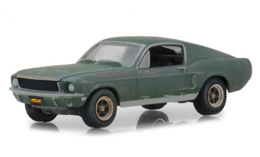 Ford Mustang 1/64 Greenlight GT Fastback Bullitt 1968 unrestauriert mit Stickern coche miniatura