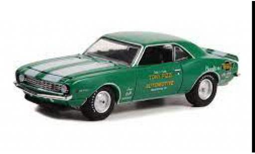 Chevrolet Camaro 1/64 Greenlight Z28 metallise verde/blanco 1969 coche miniatura