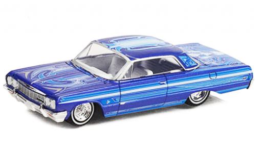 Coche miniatura Chevrolet Impala 1/64 Greenlight Lowrider azul 1964 Chevrolet Impala 1/64 Greenlight Lowrider azul 1964 coche miniatura