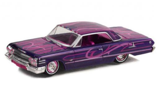 Coche miniatura Chevrolet Impala 1/64 Greenlight Lowrider purpura 1963 Chevrolet Impala 1/64 Greenlight Lowrider purpura 1963 coche miniatura