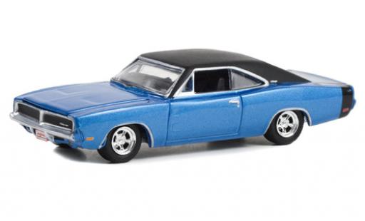 Coche miniatura Dodge Charger 1/64 Greenlight metallise azul/negro 1969 Dodge Charger 1/64 Greenlight metallise azul/negro 1969 coche miniatura