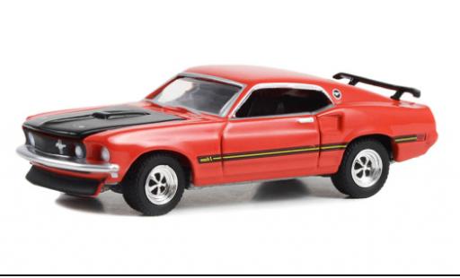 Ford Mustang 1/64 Greenlight Custom Fastback rojo/negro 1969 coche miniatura