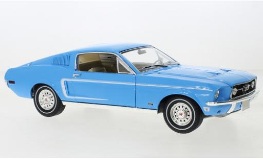 Ford Mustang 1/18 Greenlight Fastback azul clair 1968 coche miniatura
