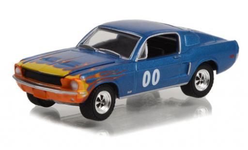 Ford Mustang 1/64 Greenlight GT metallise azul/Dekor 1968 coche miniatura