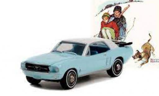 Ford Mustang 1/64 Greenlight azul/blanco Norman Rockwell 1967 coche miniatura