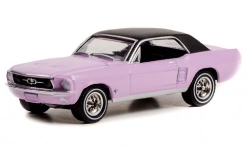 Ford Mustang 1/64 Greenlight lila/negro 1967 coche miniatura