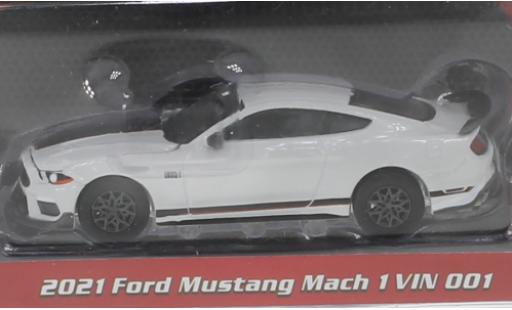 Ford Mustang 1/64 Greenlight Mach 1 blanche/negro 2021 coche miniatura