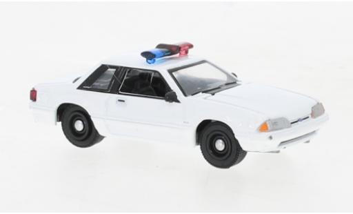 Ford Mustang 1/64 Greenlight SSP blanco Police (USA) 1987 coche miniatura