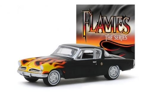 Studebaker Champion 1/64 Greenlight tuning negro/Décorer Flames - The Series 1954 coche miniatura