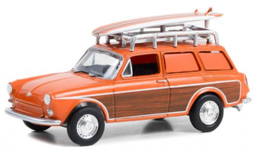Volkswagen 1600 1/64 Greenlight Variant naranja/Décorer 1963 coche miniatura