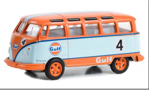 Volkswagen T1 1/64 Greenlight Samba bus naranja/azul clair Gulf 1964 coche miniatura