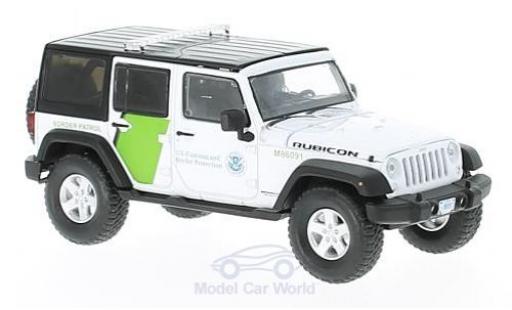 Coche miniatura Jeep Wrangler 1/43 Greenlight Unlimited blanco/verde U.S. Customs and Border Projoection 2015 Jeep Wrangler 1/43 Greenlight Unlimited blanco/verde U.S. Customs and Border Projoection 2015 coche miniatura