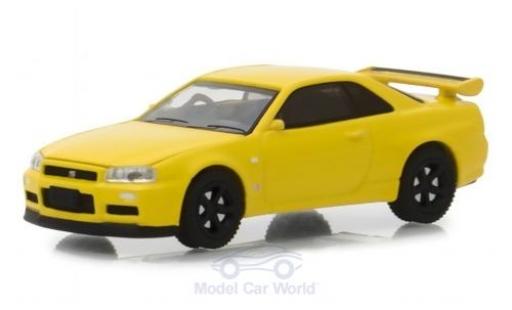 Nissan Skyline 1/64 Greenlight GT-R (BNR34) amarillo 2001 coche miniatura