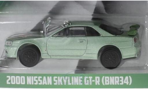Nissan Skyline 1/64 Greenlight GT-R (BNR34) metalico verde Turtle Wax 2000 coche miniatura
